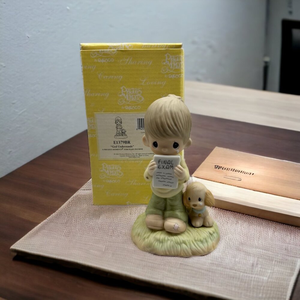 Precious Moments God Understands E1379BR 2001 Boy With Report Card Gift
